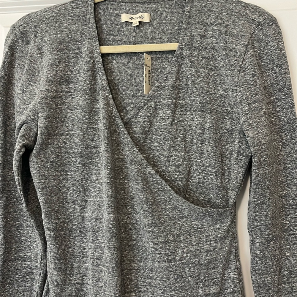 NWT Madewell Wrap Thong Bodysuit - Size L - Hthr Smoke - Picture 3 of 6